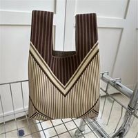 Women's Vintage Style Stripe Heart Shape Butterfly Knit Shopping Bags sku image 46