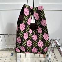 Women's Vintage Style Stripe Heart Shape Butterfly Knit Shopping Bags sku image 43