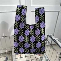 Women's Vintage Style Stripe Heart Shape Butterfly Knit Shopping Bags sku image 44