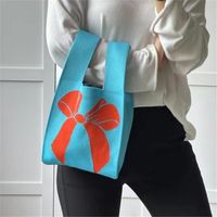 Frau Vintage-stil Streifen Herzform Schmetterling Stricken Einkaufstasche sku image 55