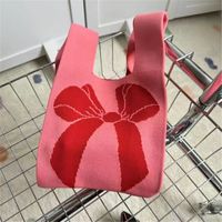 Women's Vintage Style Stripe Heart Shape Butterfly Knit Shopping Bags sku image 51