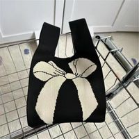 Women's Vintage Style Stripe Heart Shape Butterfly Knit Shopping Bags sku image 50