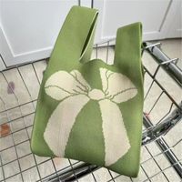 Women's Vintage Style Stripe Heart Shape Butterfly Knit Shopping Bags sku image 49