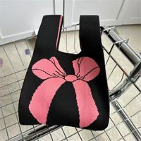 Women's Vintage Style Stripe Heart Shape Butterfly Knit Shopping Bags sku image 48