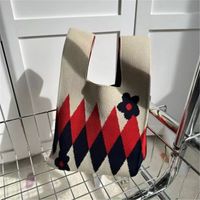 Women's Vintage Style Stripe Heart Shape Butterfly Knit Shopping Bags sku image 68