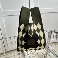 Women's Vintage Style Stripe Heart Shape Butterfly Knit Shopping Bags sku image 62