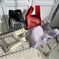 Women's Vintage Style Stripe Heart Shape Butterfly Knit Shopping Bags sku image 64