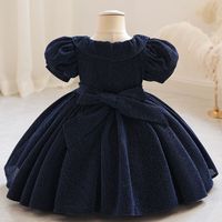 Princess Solid Color Bowknot Polyester Girls Dresses main image 6