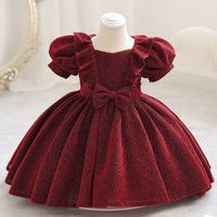 Princess Solid Color Bowknot Polyester Girls Dresses sku image 5