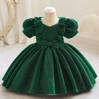 Princess Solid Color Bowknot Polyester Girls Dresses main image 4