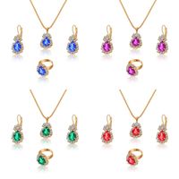 Simple Style Water Droplets Heart Shape Alloy Plating Inlay Rhinestones Gold Plated Women's Jewelry Set main image 1