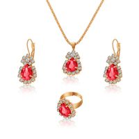 Simple Style Water Droplets Heart Shape Alloy Plating Inlay Rhinestones Gold Plated Women's Jewelry Set sku image 7