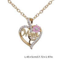 Mama Letter Heart Shape Copper Plating Inlay Zircon Gold Plated Necklace main image 2