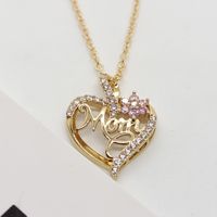 Mamá Letra Forma De Corazón Cobre Enchapado Embutido Circón Chapado En Oro Collar sku image 1