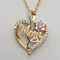 Mama Letter Heart Shape Copper Plating Inlay Zircon Gold Plated Necklace main image 5