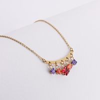 Wholesale Cute Multicolor Stainless Steel 18k Gold Plated Zircon Necklace main image 3