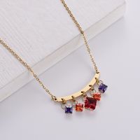 Wholesale Cute Multicolor Stainless Steel 18k Gold Plated Zircon Necklace sku image 1