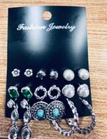 Retro Minimalist Inlaid Rhinestones Exaggerated Large, Medium And Small Ring Earrings Set 12 Sets Nhpj157431 sku image 10
