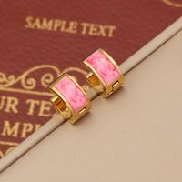 1 Pair Fashion C Shape Enamel Stainless Steel Hoop Earrings main image 8