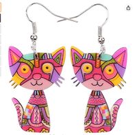 Fashion Cat Arylic Printing Women's Drop Earrings 1 Pair sku image 3