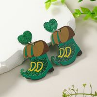 1 Pair Casual Shamrock Heart Shape Boots Arylic St. Patrick Women's Drop Earrings main image 1