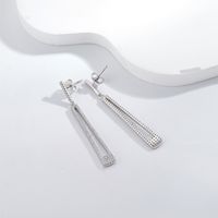 1 Pair Fashion Geometric Sterling Silver Inlay Zircon Drop Earrings main image 3