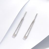 1 Pair Fashion Geometric Sterling Silver Inlay Zircon Drop Earrings main image 1