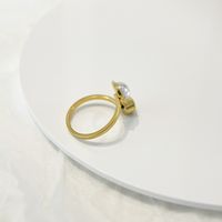 1 Piece Fashion Heart Shape Titanium Steel Inlay Pearl Open Ring main image 4
