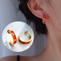 1 Pair Fashion Heart Shape Titanium Steel Enamel Earrings sku image 3