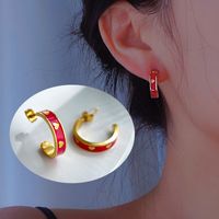 1 Pair Fashion Heart Shape Titanium Steel Enamel Earrings sku image 2