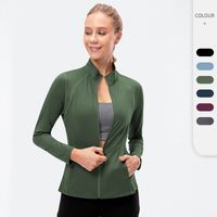 Simple Style Solid Color Polyester Polyester Spandex High Neck Active Tops Coat main image 1