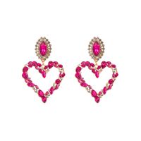 1 Pair Sweet Simple Style Heart Shape Hollow Out Inlay Alloy Rhinestones Drop Earrings sku image 2