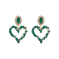1 Pair Sweet Simple Style Heart Shape Hollow Out Inlay Alloy Rhinestones Drop Earrings main image 3