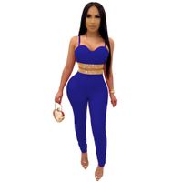 Women's Fashion Solid Color Polyester Knit Diamond Pants Sets main image 4
