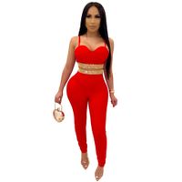 Women's Fashion Solid Color Polyester Knit Diamond Pants Sets main image 3