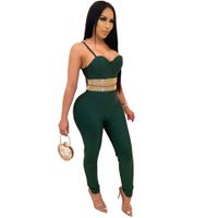 Women's Fashion Solid Color Polyester Knit Diamond Pants Sets main image 2
