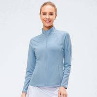Simple Style Solid Color Polyester Polyester Spandex High Neck Active Tops Coat main image 6