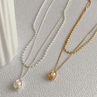 Mode Géométrique Le Cuivre Placage Perles Artificielles Collier En Couches main image 4