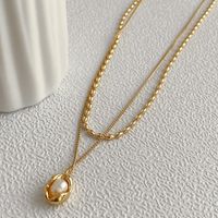 Mode Geometrisch Kupfer Überzug Künstliche Perlen Geschichtete Halskette sku image 1