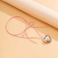 1 Piece Fashion Heart Shape Alloy Leather Wax Line Flannel Straps Women's Pendant Necklace main image 5