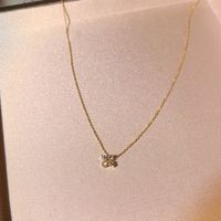 Simple Style Four Leaf Clover Sterling Silver Plating Rhinestones Pendant Necklace main image 6