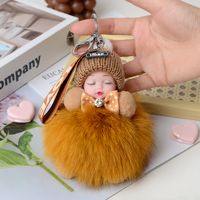 Cartoon Style Doll Fox Fur Women's Bag Pendant Keychain sku image 12
