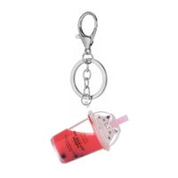 1 Piece Fashion Milk Tea Cat Arylic Unisex Bag Pendant Keychain main image 5
