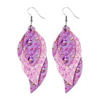 1 Pair Fashion Rabbit Leaf Pu Leather Sequins Easter Women's Drop Earrings main image 3