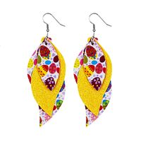 1 Pair Fashion Rabbit Leaf Pu Leather Sequins Easter Women's Drop Earrings sku image 4