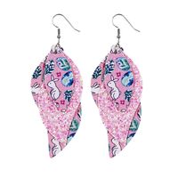 1 Pair Fashion Rabbit Leaf Pu Leather Sequins Easter Women's Drop Earrings sku image 6