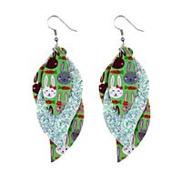 1 Pair Fashion Rabbit Leaf Pu Leather Sequins Easter Women's Drop Earrings sku image 13