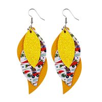 1 Pair Fashion Rabbit Leaf Pu Leather Sequins Easter Women's Drop Earrings sku image 3