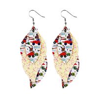 1 Pair Fashion Rabbit Leaf Pu Leather Sequins Easter Women's Drop Earrings sku image 1