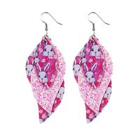 1 Pair Fashion Rabbit Leaf Pu Leather Sequins Easter Women's Drop Earrings sku image 8